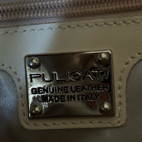 Pulicati Italian Leather Cream Handbag Shoulder Satchel with crossbody strap - Picture 13 of 13